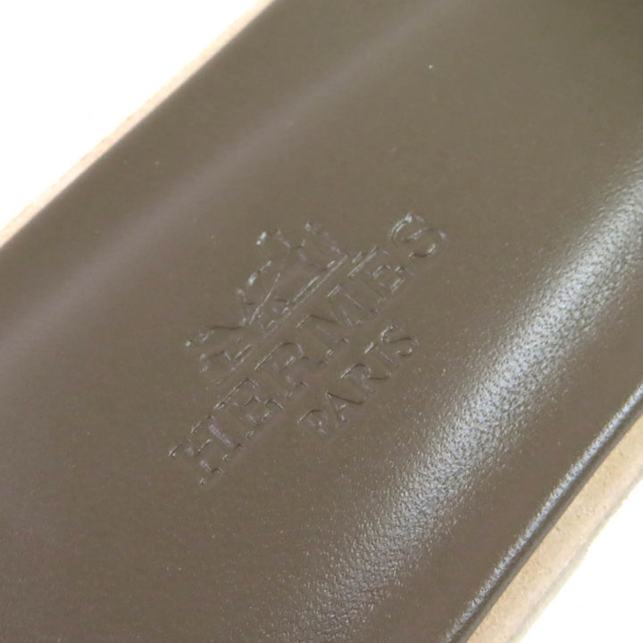 Pristine HERMES Mule Oran H logo leather flat sandals leather Women 37