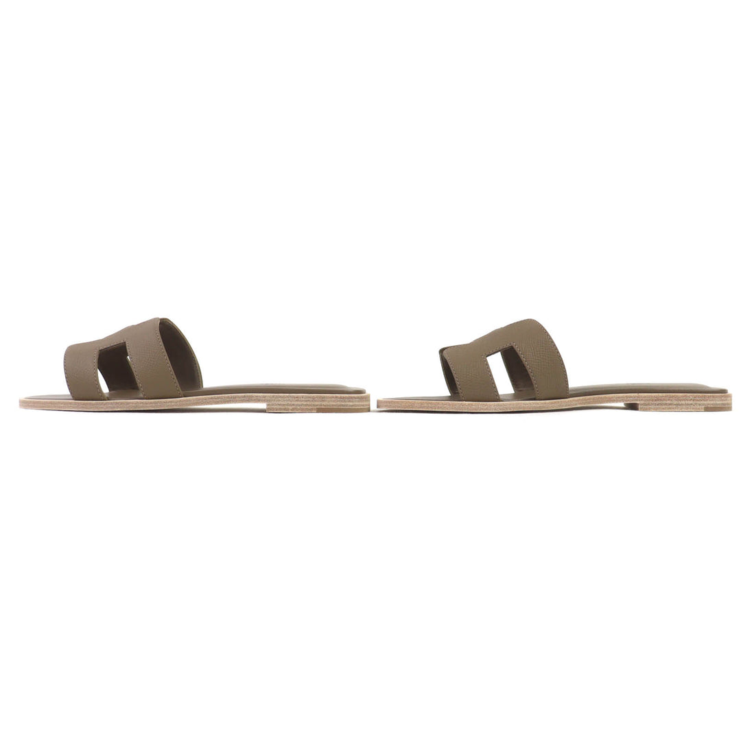 Pristine HERMES Mule Oran H logo leather flat sandals leather Women 37