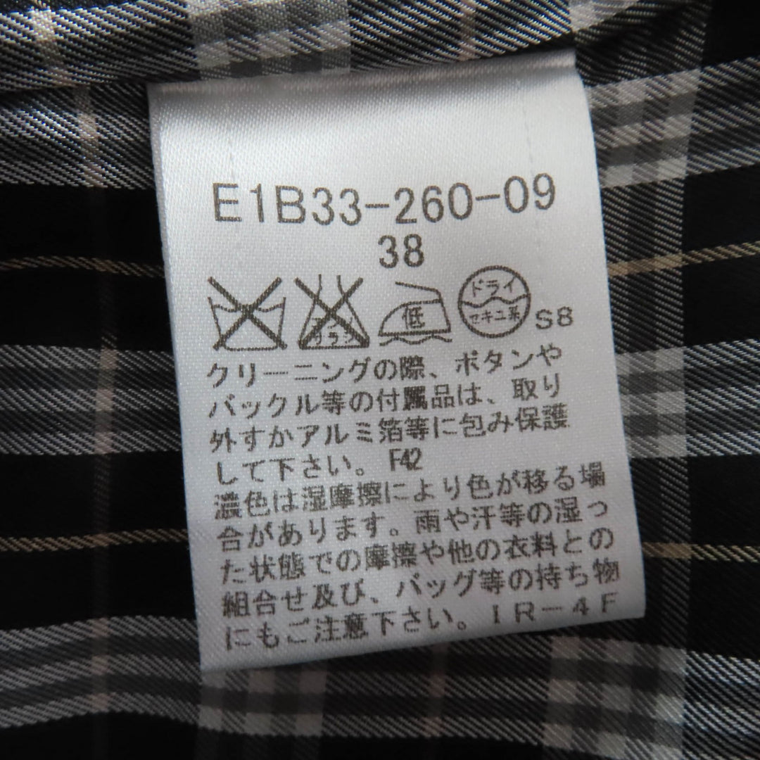 素晴らしいバーバリーブルーレーベルコートロゴボタンチェック柄裏地ブラックレディース38