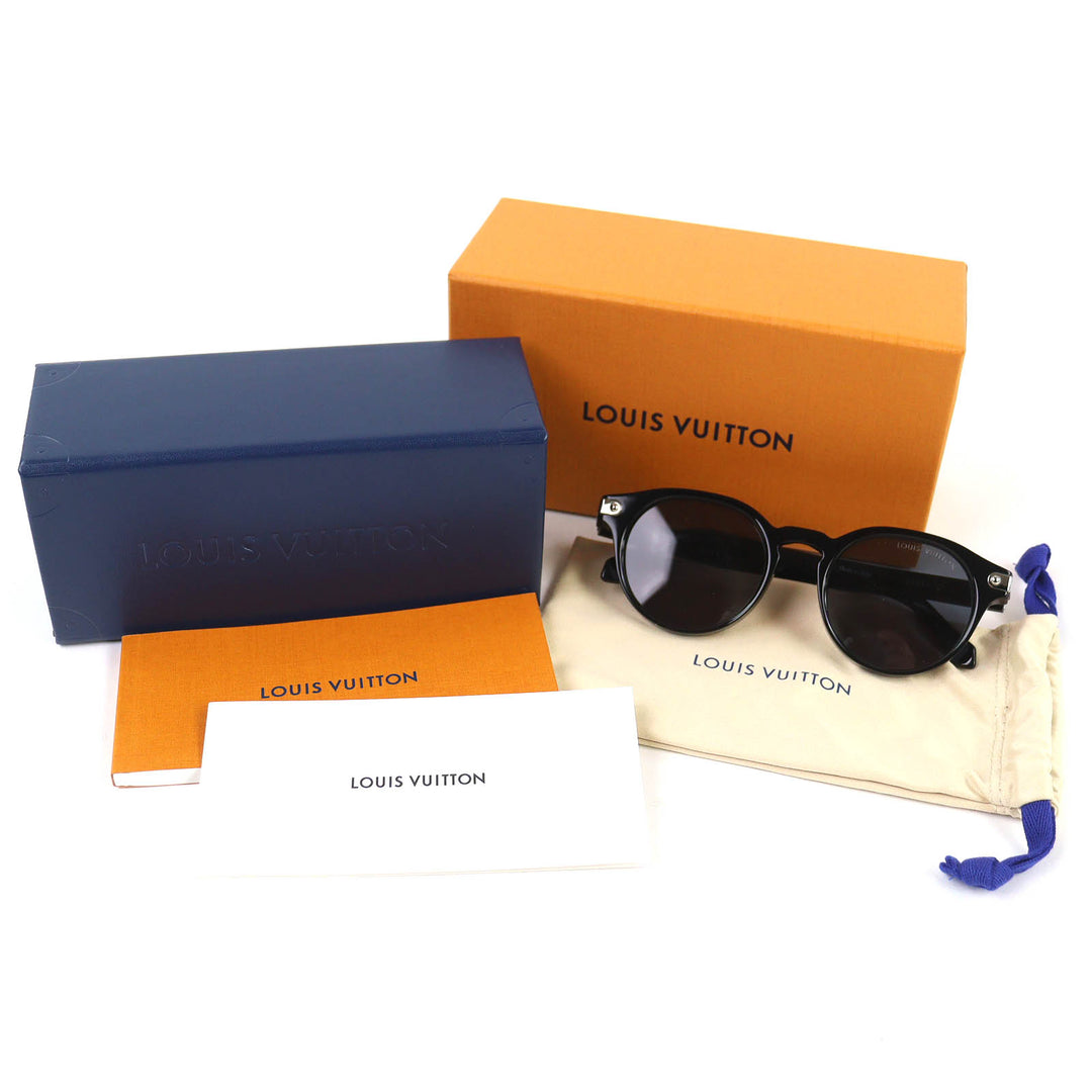 Great LOUIS VUITTON LV Signature Round Sunglasses Boston Eyewear black Z2434U