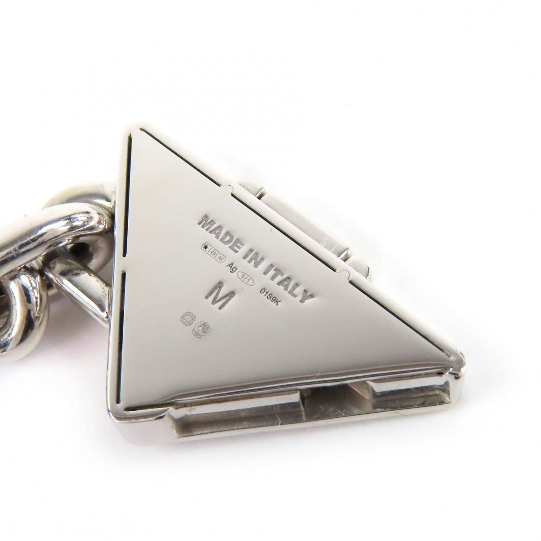 Great PRADA bracelet Triangle Logo Chain Silver 925 mens M 2JB525