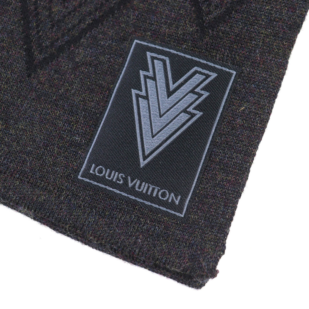 非常に良い LOUIS VUITTON スカーフ エシャルプ トリプルV ダークグレー ボルドー ウール M70032