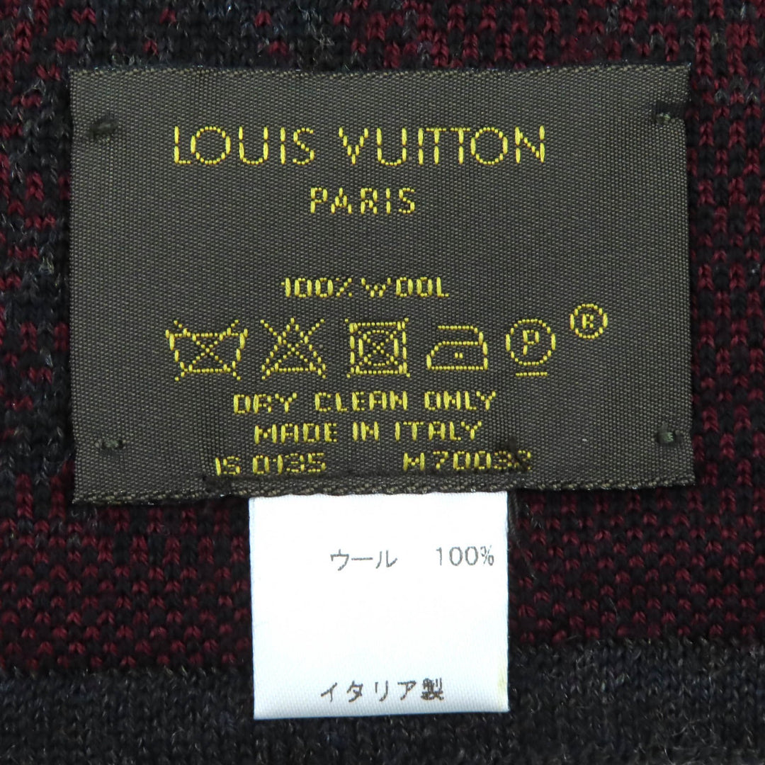 非常に良い LOUIS VUITTON スカーフ エシャルプ トリプルV ダークグレー ボルドー ウール M70032