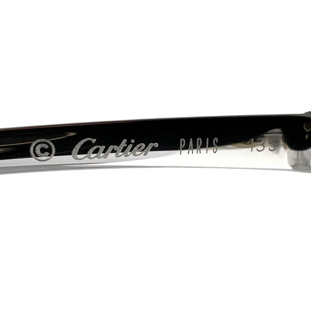 Excellent Cartier Glasses PANTHERE Hairline Two-Point Rimless Silver Women