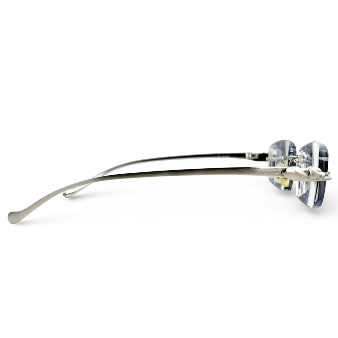 Excellent Cartier Glasses PANTHERE Hairline Two-Point Rimless Silver Women