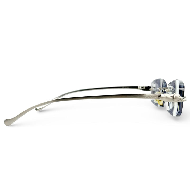 Excellent Cartier Glasses PANTHERE Hairline Two-Point Rimless Silver Women