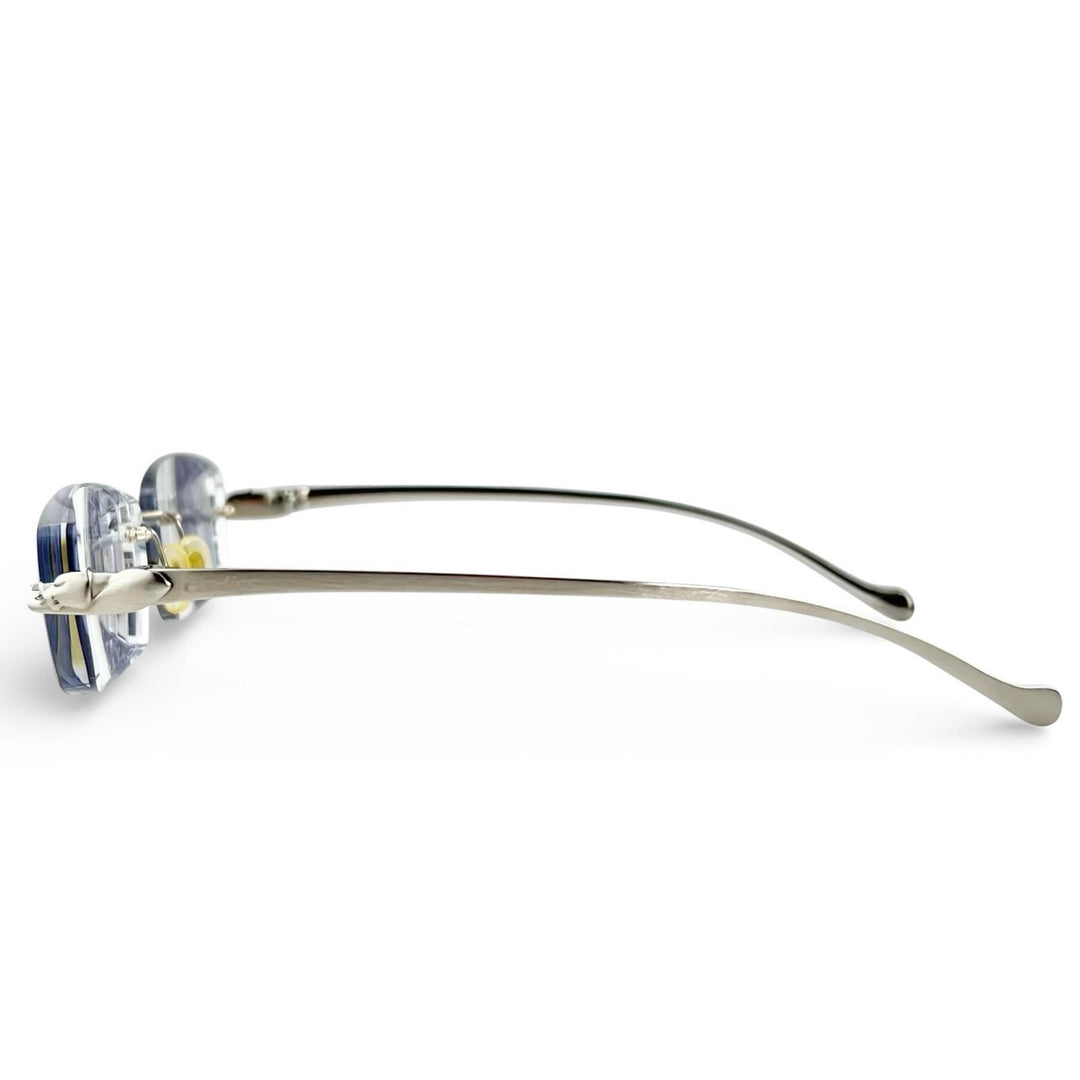 Excellent Cartier Glasses PANTHERE Hairline Two-Point Rimless Silver Women