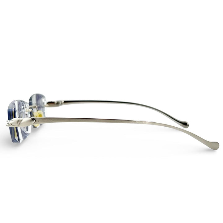Excellent Cartier Glasses PANTHERE Hairline Two-Point Rimless Silver Women