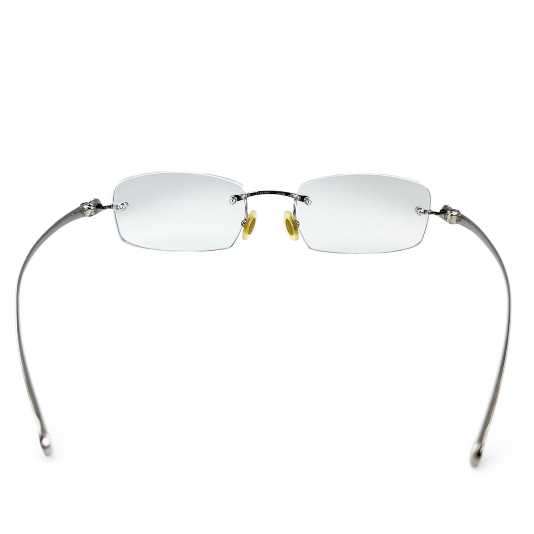 Excellent Cartier Glasses PANTHERE Hairline Two-Point Rimless Silver Women