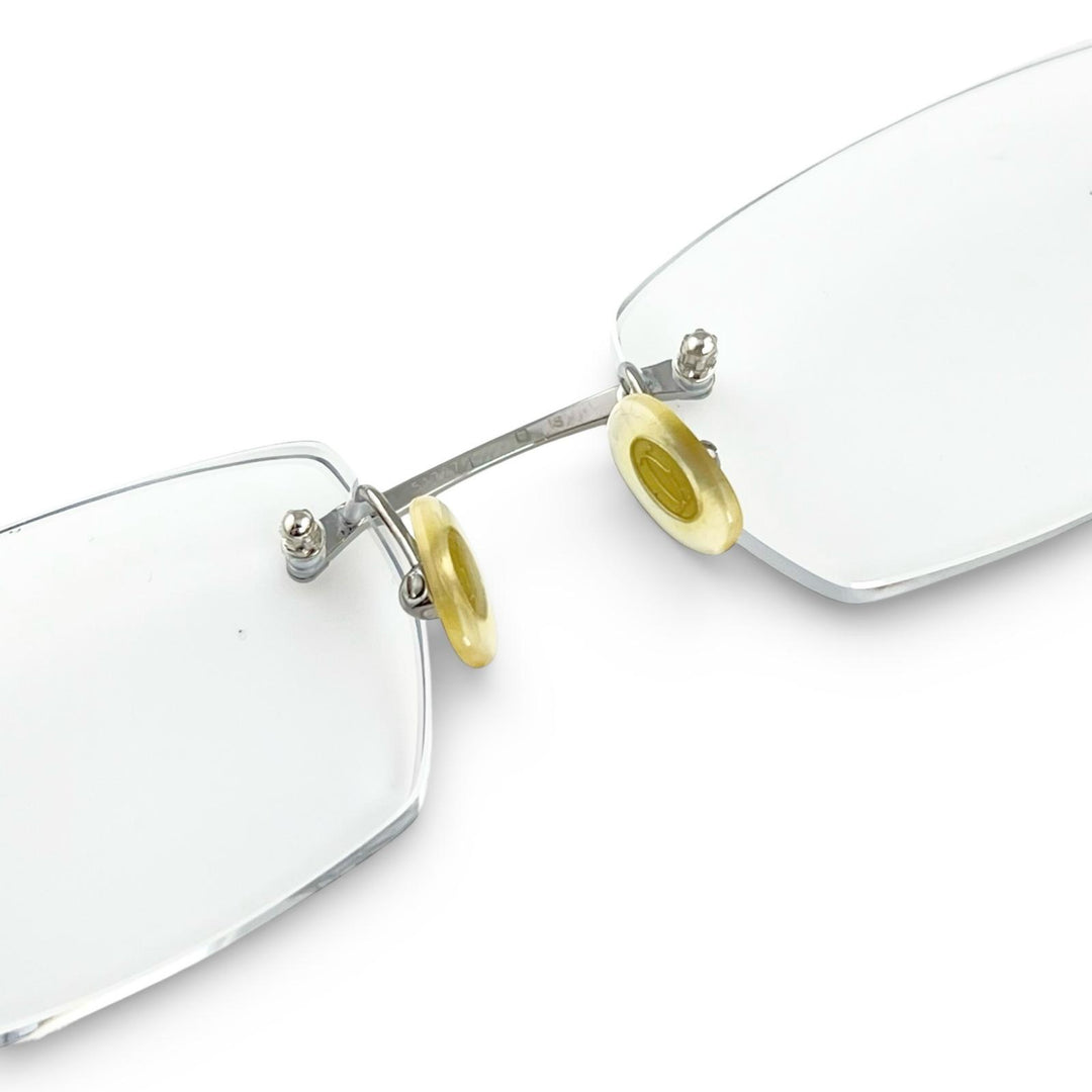 Excellent Cartier Glasses PANTHERE Hairline Two-Point Rimless Silver Women