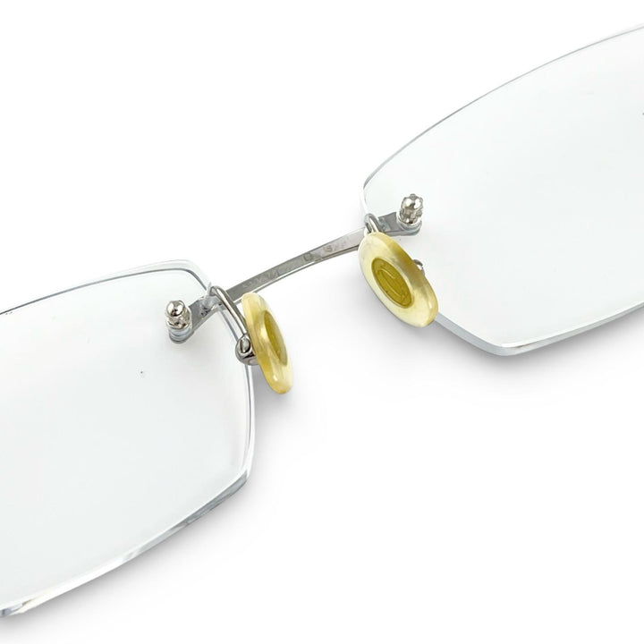Excellent Cartier Glasses PANTHERE Hairline Two-Point Rimless Silver Women