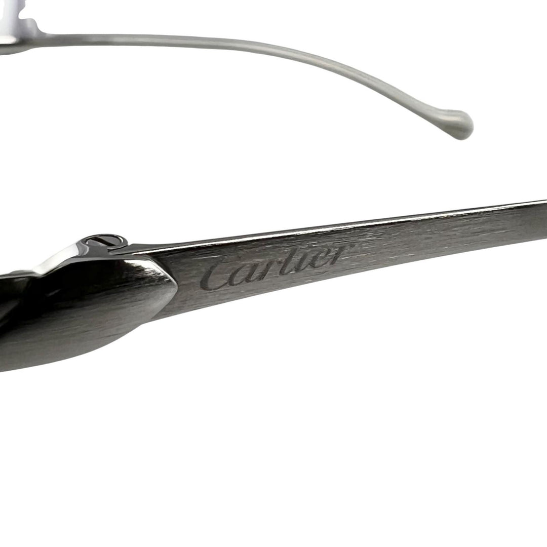 Excellent Cartier Glasses PANTHERE Hairline Two-Point Rimless Silver Women