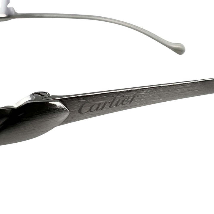 Excellent Cartier Glasses PANTHERE Hairline Two-Point Rimless Silver Women