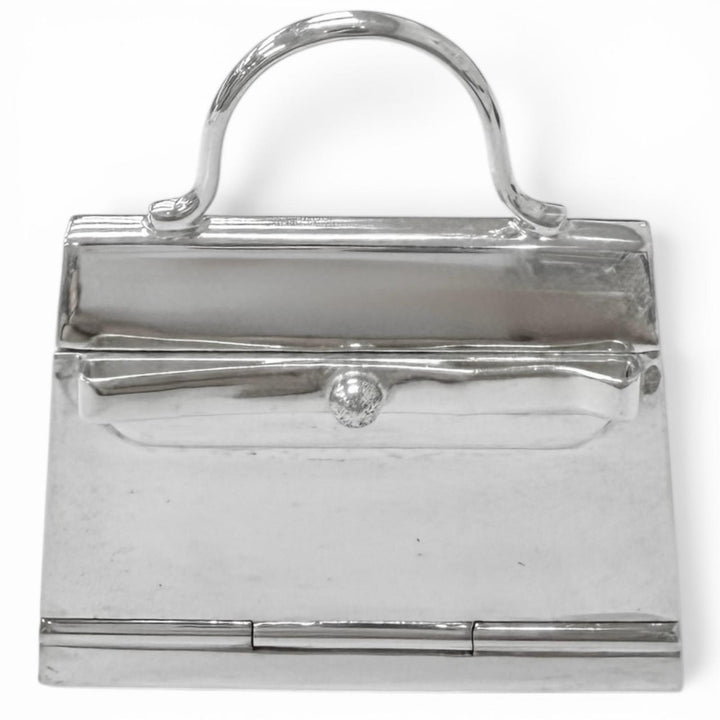 Great HERMES Pendant top Kelly bag motif pill case Silver SV925 mens