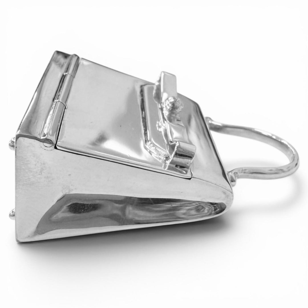 Great HERMES Pendant top Kelly bag motif pill case Silver SV925 mens