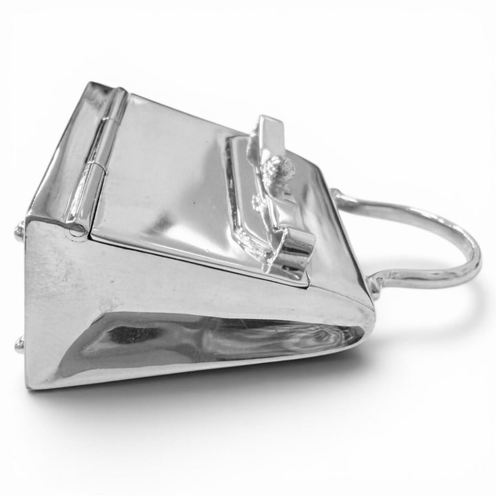 Great HERMES Pendant top Kelly bag motif pill case Silver SV925 mens