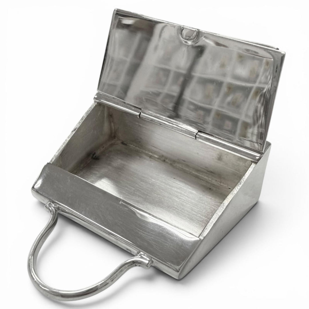 Great HERMES Pendant top Kelly bag motif pill case Silver SV925 mens