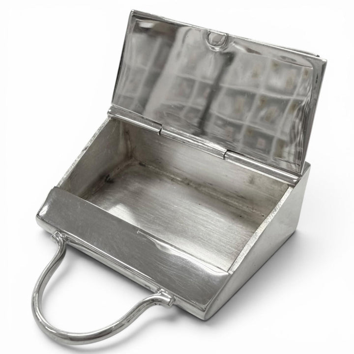 Great HERMES Pendant top Kelly bag motif pill case Silver SV925 mens