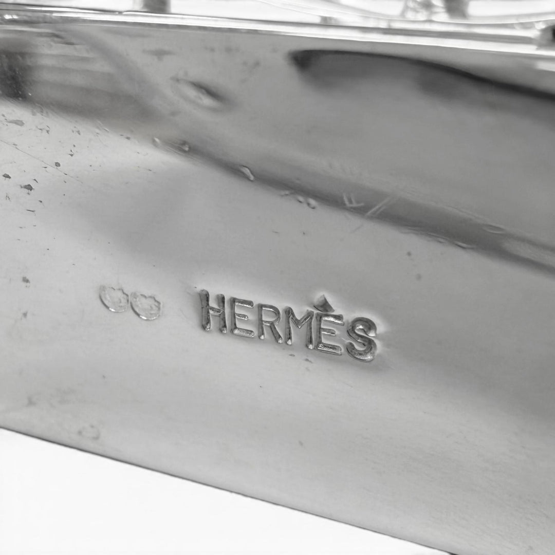 Great HERMES Pendant top Kelly bag motif pill case Silver SV925 mens