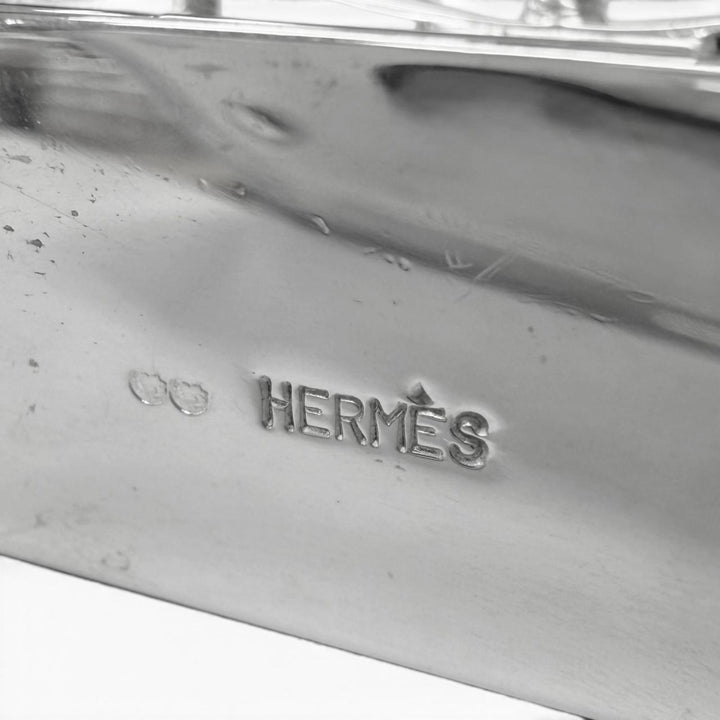 Great HERMES Pendant top Kelly bag motif pill case Silver SV925 mens
