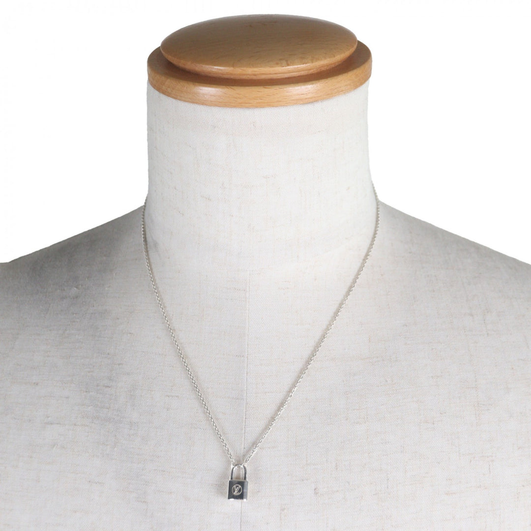 Excellent LOUIS VUITTON Necklace Pendant Lockit Chain Silver AG925 Women Q93559