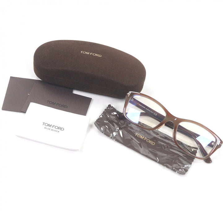 Excellent TOM FORD Glasses Marble Pattern Square Blue Light Cut Brown