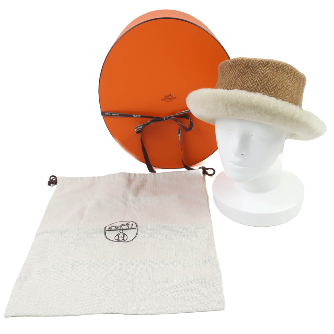 Excellent HERMES hat Brown wool Women 57