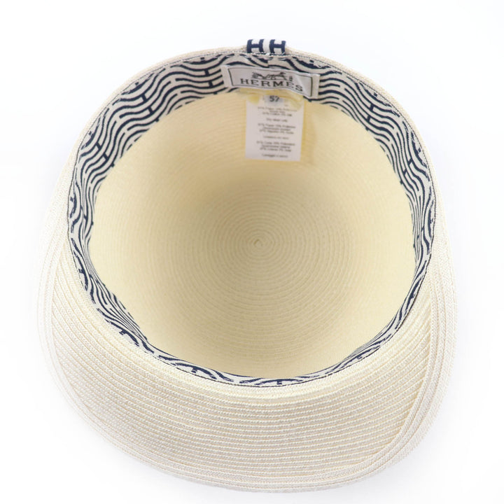 Excellent HERMES Casquette Emma Serie Metal Cap Ivory paper Women 57
