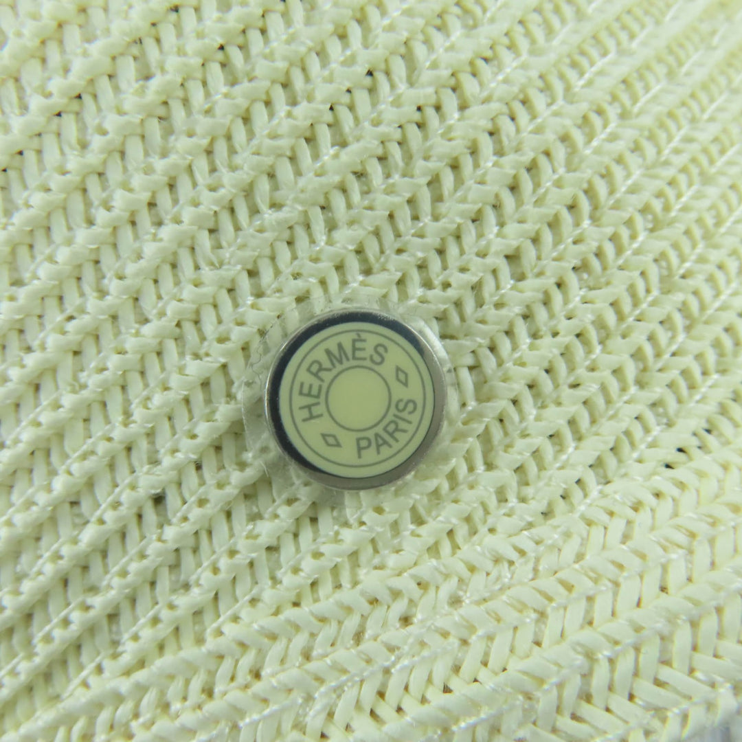 Excellent HERMES Casquette Emma Serie Metal Cap Ivory paper Women 57