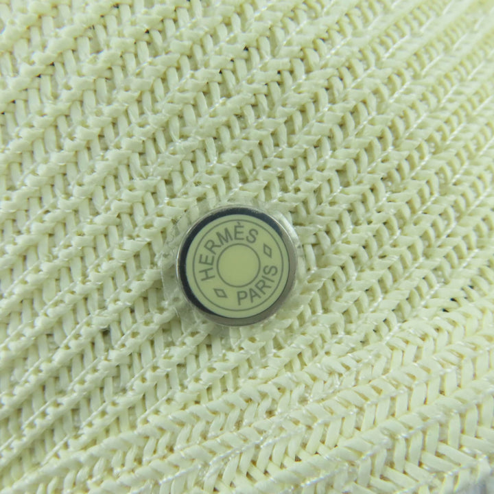 Excellent HERMES Casquette Emma Serie Metal Cap Ivory paper Women 57