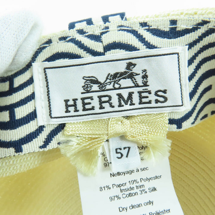 Excellent HERMES Casquette Emma Serie Metal Cap Ivory paper Women 57
