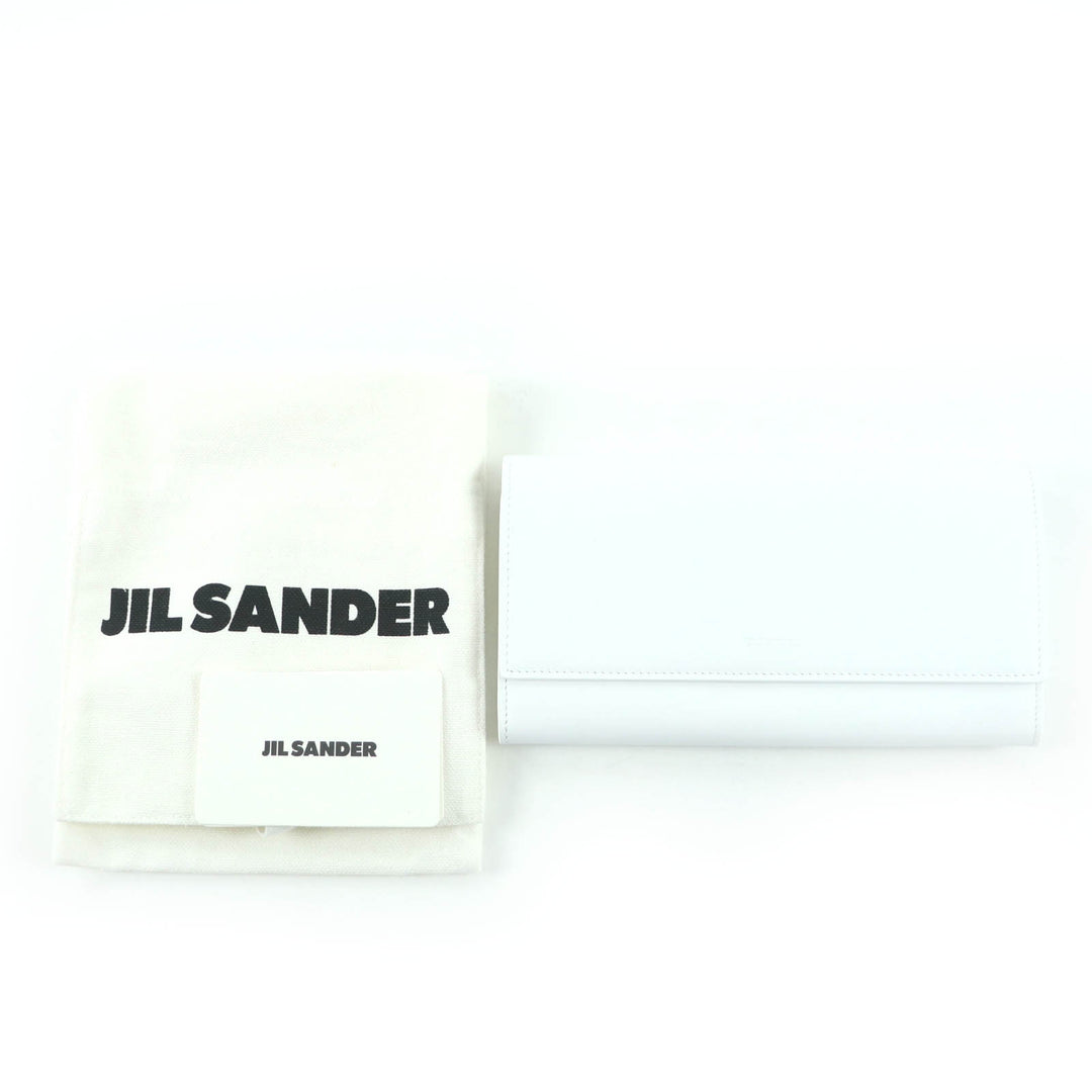 Pristine JIL SANDER Purse Logo leather long wallet white leather Women