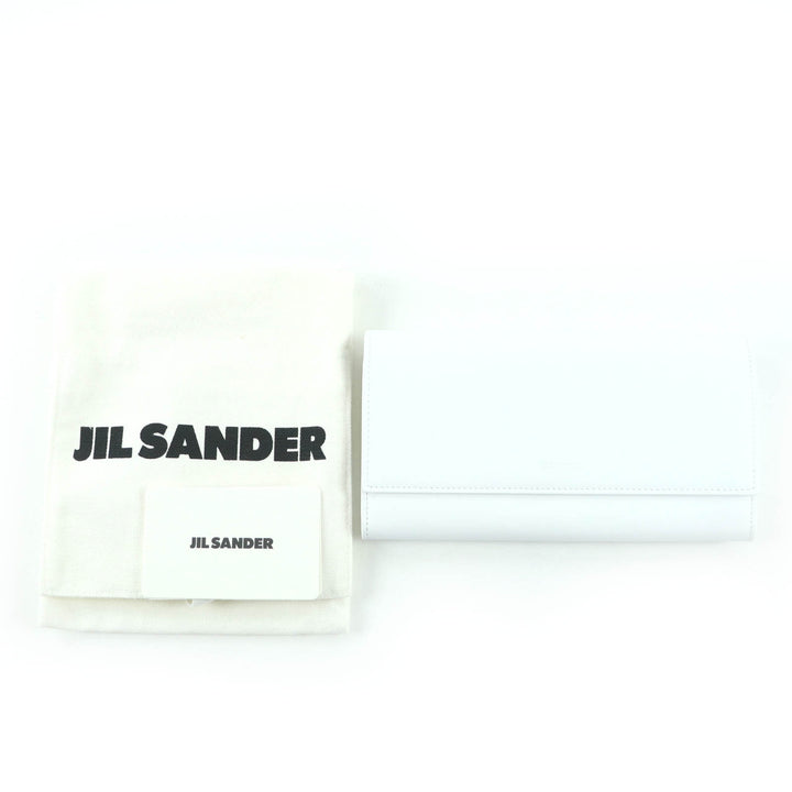 Pristine JIL SANDER Purse Logo leather long wallet white leather Women