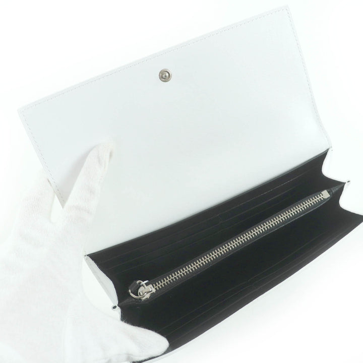 Pristine JIL SANDER Purse Logo leather long wallet white leather Women