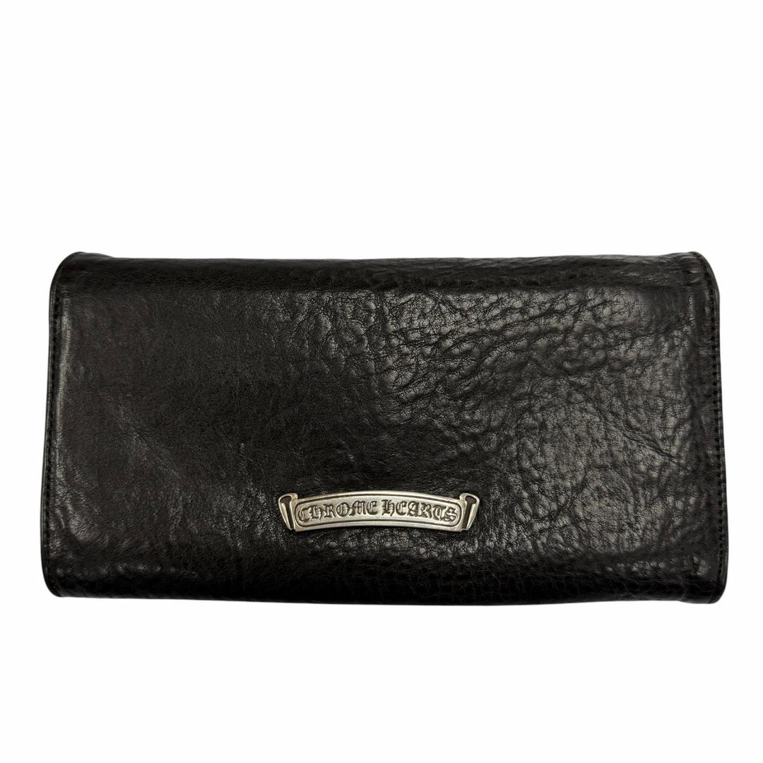 Very Good CHROME HEARTS Purse Judy Cross button long wallet black leather mens