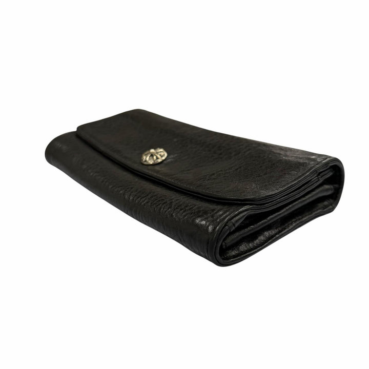 Very Good CHROME HEARTS Purse Judy Cross button long wallet black leather mens