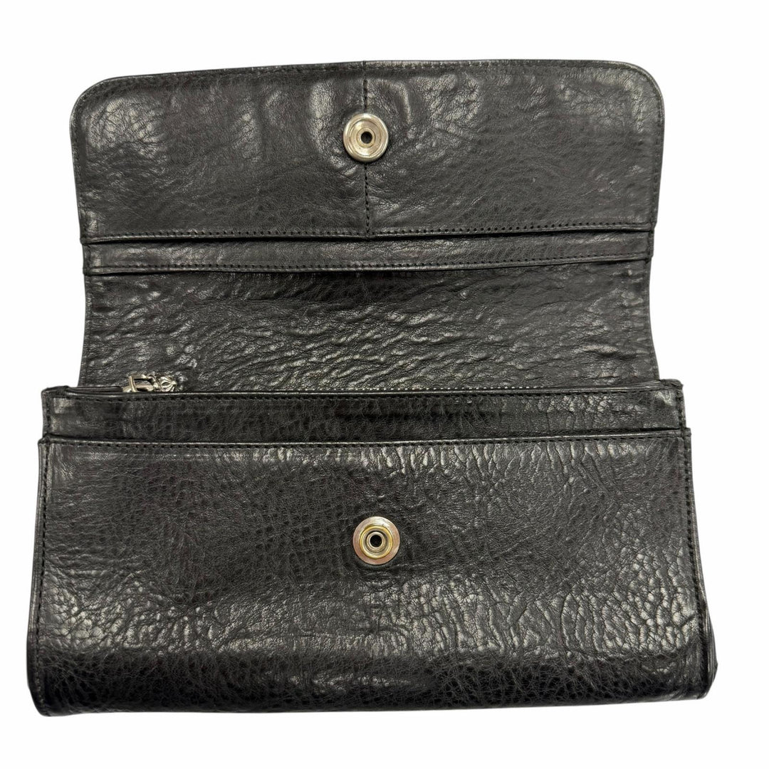 Very Good CHROME HEARTS Purse Judy Cross button long wallet black leather mens