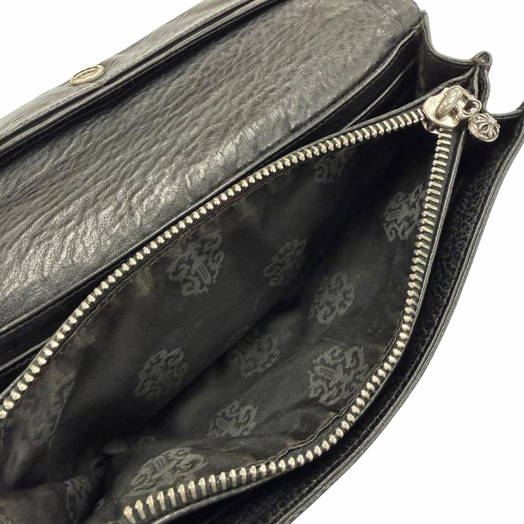 Very Good CHROME HEARTS Purse Judy Cross button long wallet black leather mens