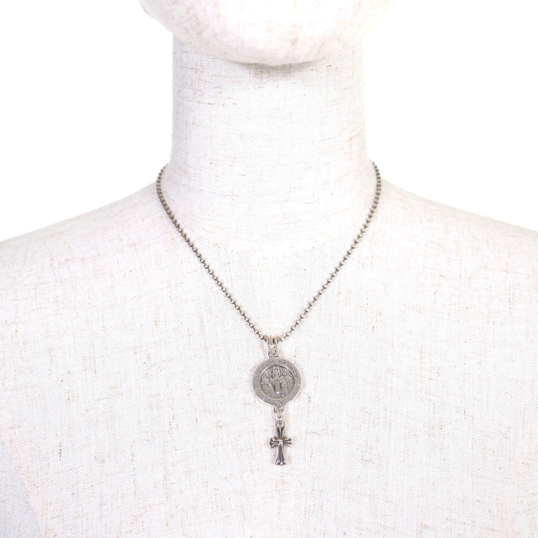 Great CHROME HEARTS Angel Medal Baby Fat Ball Chain Necklace 14.5 inches 925