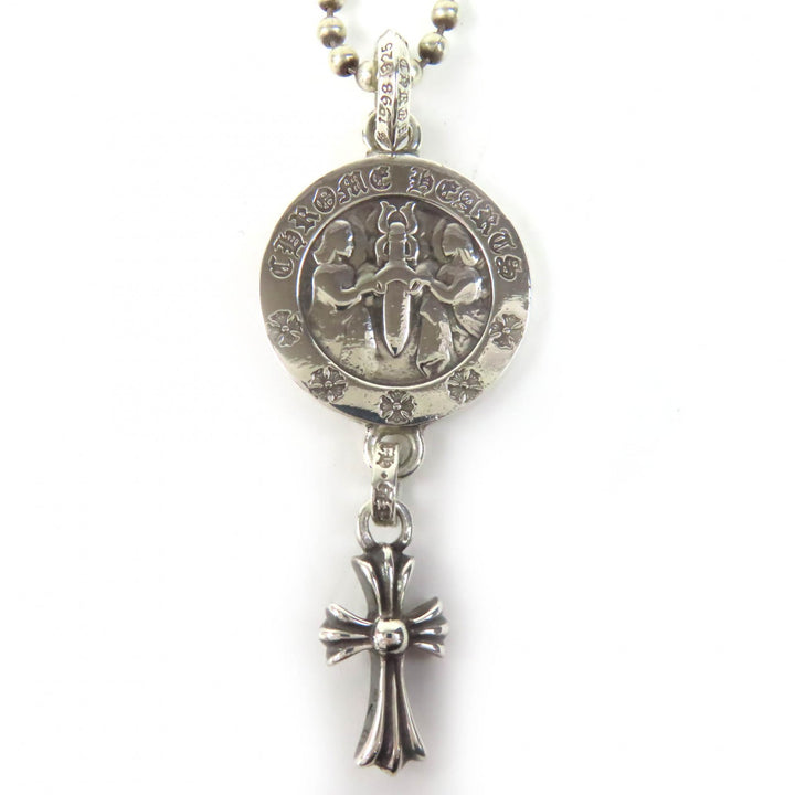 Great CHROME HEARTS Angel Medal Baby Fat Ball Chain Necklace 14.5 inches 925