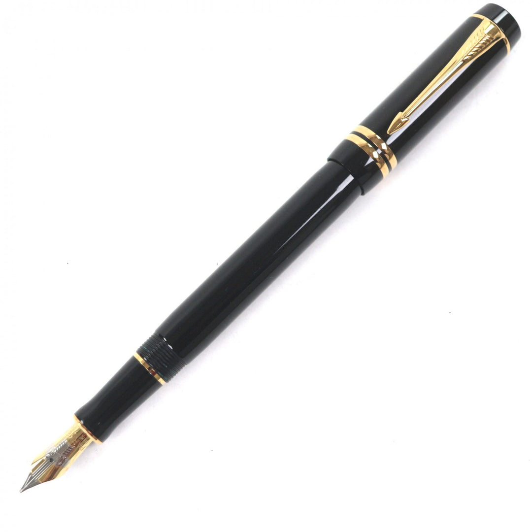 Very Good PARKER fountain pen Duofold Black GT Centennial Older Model black 18K