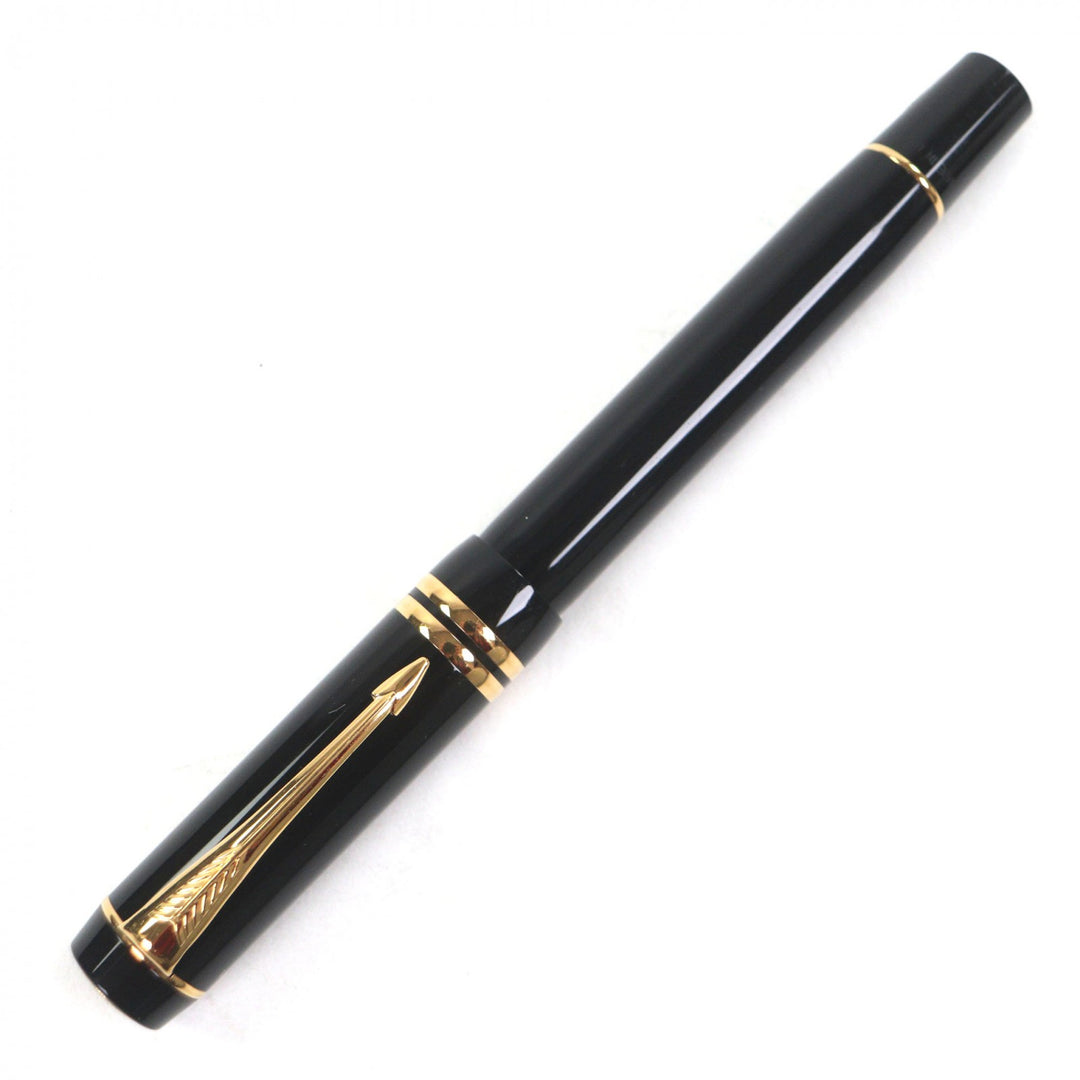 Very Good PARKER fountain pen Duofold Black GT Centennial Older Model black 18K