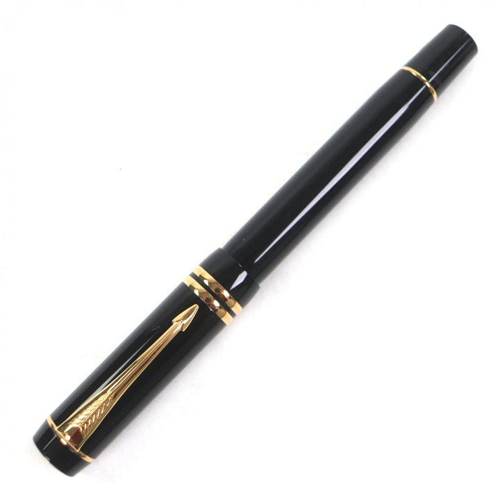 Very Good PARKER fountain pen Duofold Black GT Centennial Older Model black 18K