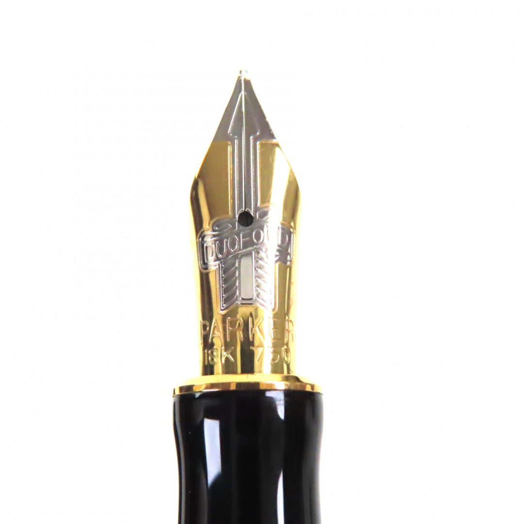 Very Good PARKER fountain pen Duofold Black GT Centennial Older Model black 18K