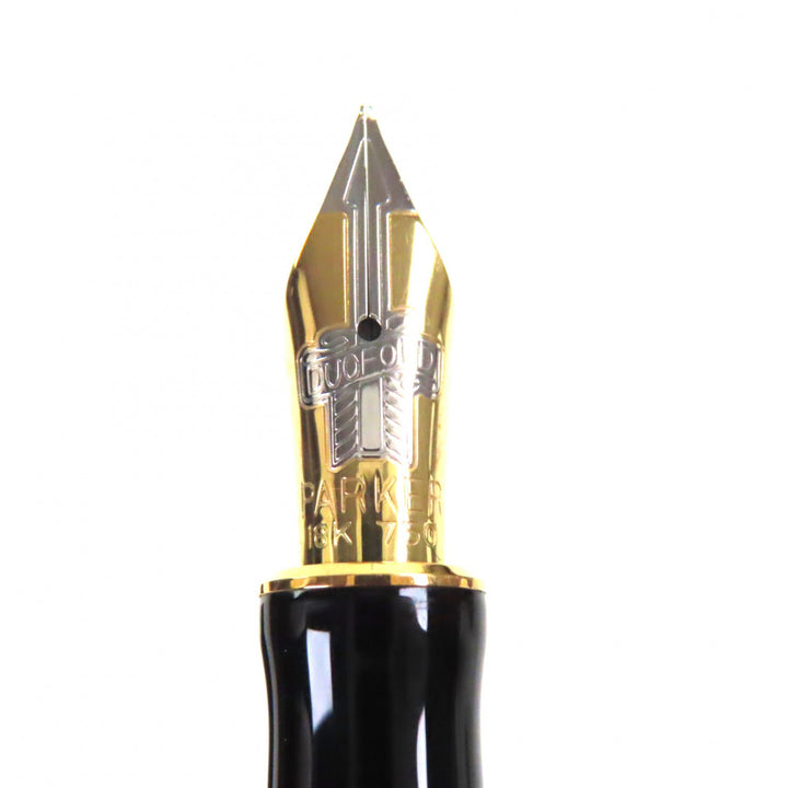 Very Good PARKER fountain pen Duofold Black GT Centennial Older Model black 18K