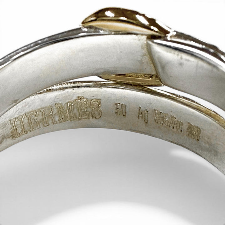 Excellent HERMES Ring Double true ring Silver 925 Women 50