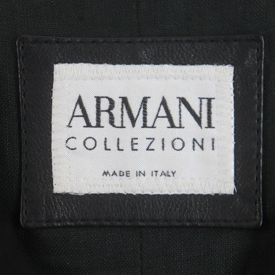 素晴らしいARMANI COLLEZIONIレザージャケットブラックシープレザーメンズ58