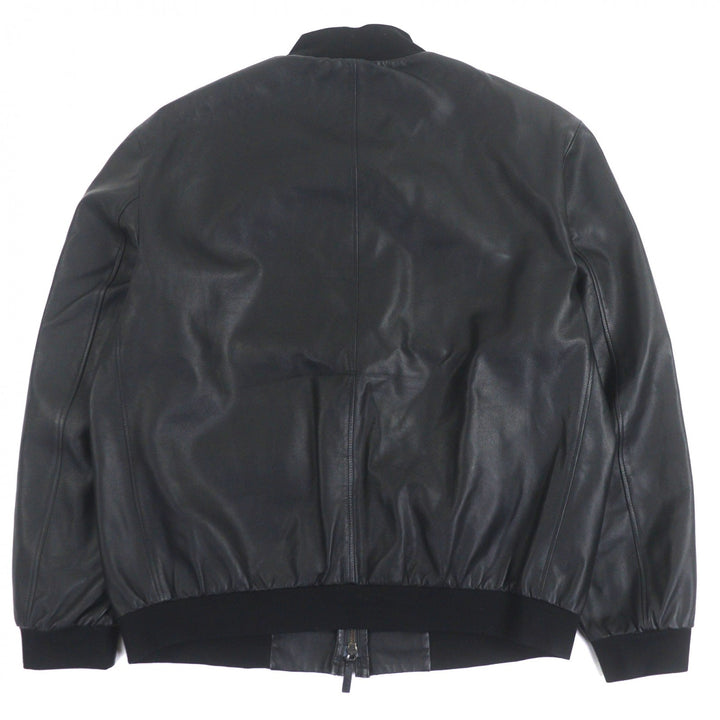 素晴らしいARMANI COLLEZIONIレザージャケットブラックシープレザーメンズ58