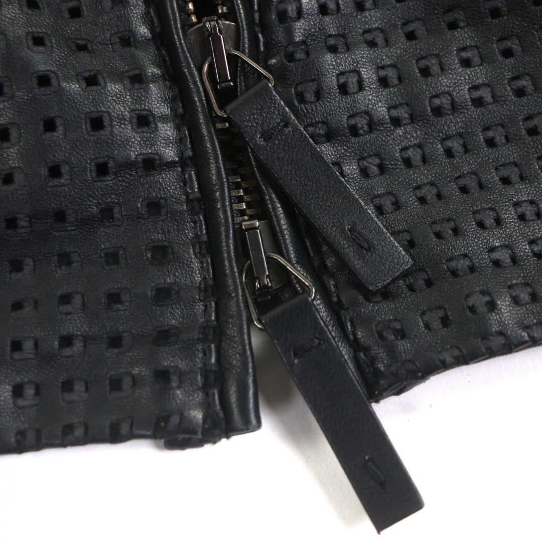 素晴らしいARMANI COLLEZIONIレザージャケットブラックシープレザーメンズ58