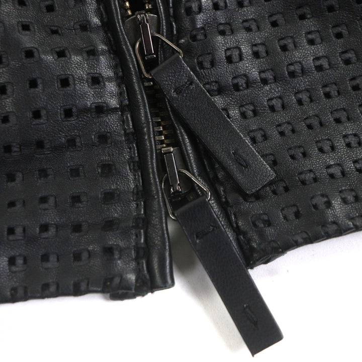 素晴らしいARMANI COLLEZIONIレザージャケットブラックシープレザーメンズ58